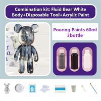 Kit de peinture fluide DIY populaire pour ours en PVC de 23 cm, pour enfants, peinture créative faite à la main, ours blancs