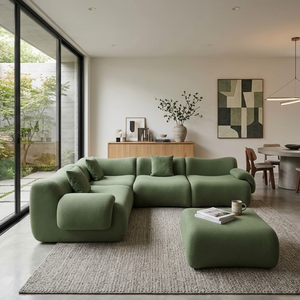Sofá Modular Moderno de <span class=keywords><strong>Dos</strong></span> y <span class=keywords><strong>Tres</strong></span> Plazas, Sofá Seccional en Forma de L, U y S para Sala de Estar, Sofá Lounge con Asiento Profundo y Otomana - Product Image 4
