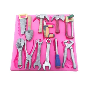 3D Hardware tools series mould wrench pliers electric drill hammer saw vise fondant silicone cake mold