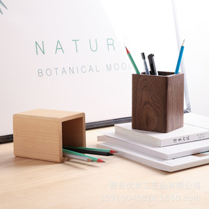 Porte-stylos carré en bois de hêtre avec jointure à mortaise et tenon, organisateur de bureau, rangement pour fournitures de bureau - Product Image 3