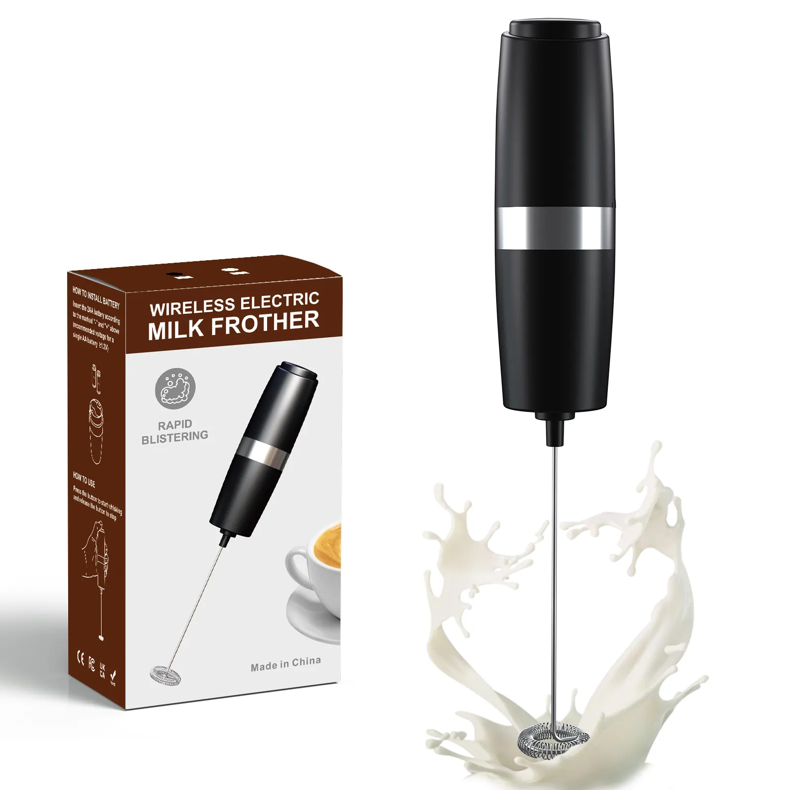 Nouveau modèle accessoires de cuisine lait vapeur électrique portable mousseur à lait en acier inoxydable