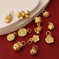 Liontin Bunga Sakura Semanggi Keberuntungan Berlapis Emas Perak Murni 999 Buatan Tangan DIY Abacus Kepang Figur Fu Gemuk Persimmon