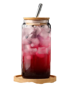 Low MOQ Custom Logo 12oz/16oz Clear Beer Can &amp; <strong>Mason</strong> <strong>Jar</strong> Style Glass <strong>Tumbler</strong> Bamboo Lid Straw Business Gift - Product Image 3