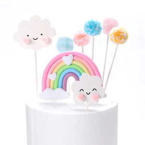 Hot Colorful Rainbow Cake Topper Cupcake Decor Clay Decor Baby Shower festa di compleanno Kids Girl Boy Cake - Product Image 2