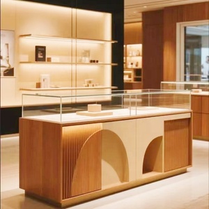 Vitrine rectangulaire pour bijoux, placage noyer, finition acier inoxydable, kiosque <span class=keywords><strong>de</strong></span> vente au <span class=keywords><strong>d</strong></span>étail sur mesure pour bijouterie, éclairage LED - Product Image 2