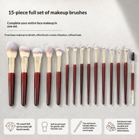 Ensemble de 15 pinceaux de maquillage de qualité supérieure, étiquette privée, poils doux vegan, OEM ODM, vente en gros directe d'usine, logo personnalisé, pinceaux de maquillage