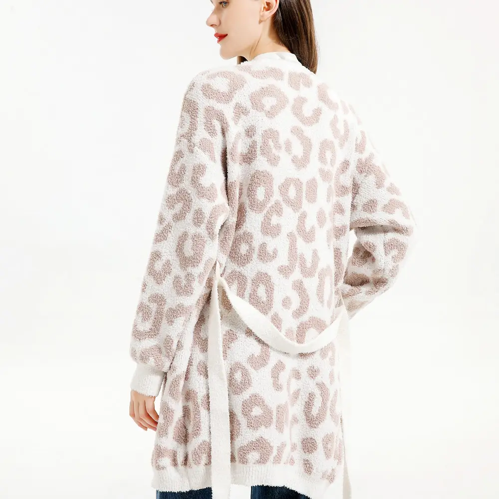 In Stock Cardigan da donna leopardato da casa In maglia autunno inverno