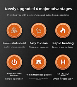 Cuisinière à gaz commerciale en acier inoxydable pour frites, steaks et œufs frits, 1 à 4 brûleurs avec contrôle de température indépendant, friteuse barbecue - Product Image 3