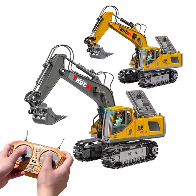 New 2.4G Remote Control Excavator Toy Shovel Metal Rc 11 Channels Remote Control Tow Truck Toy