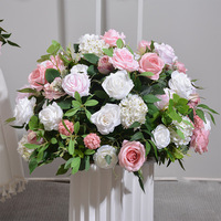 E003 Ti136 Handgemaakte Zijde+Schuim Kunstbloemenbollen - Grote Witte Rozen Hortensia Bruiloft Tafeldecoraties Europese Stijl Feest