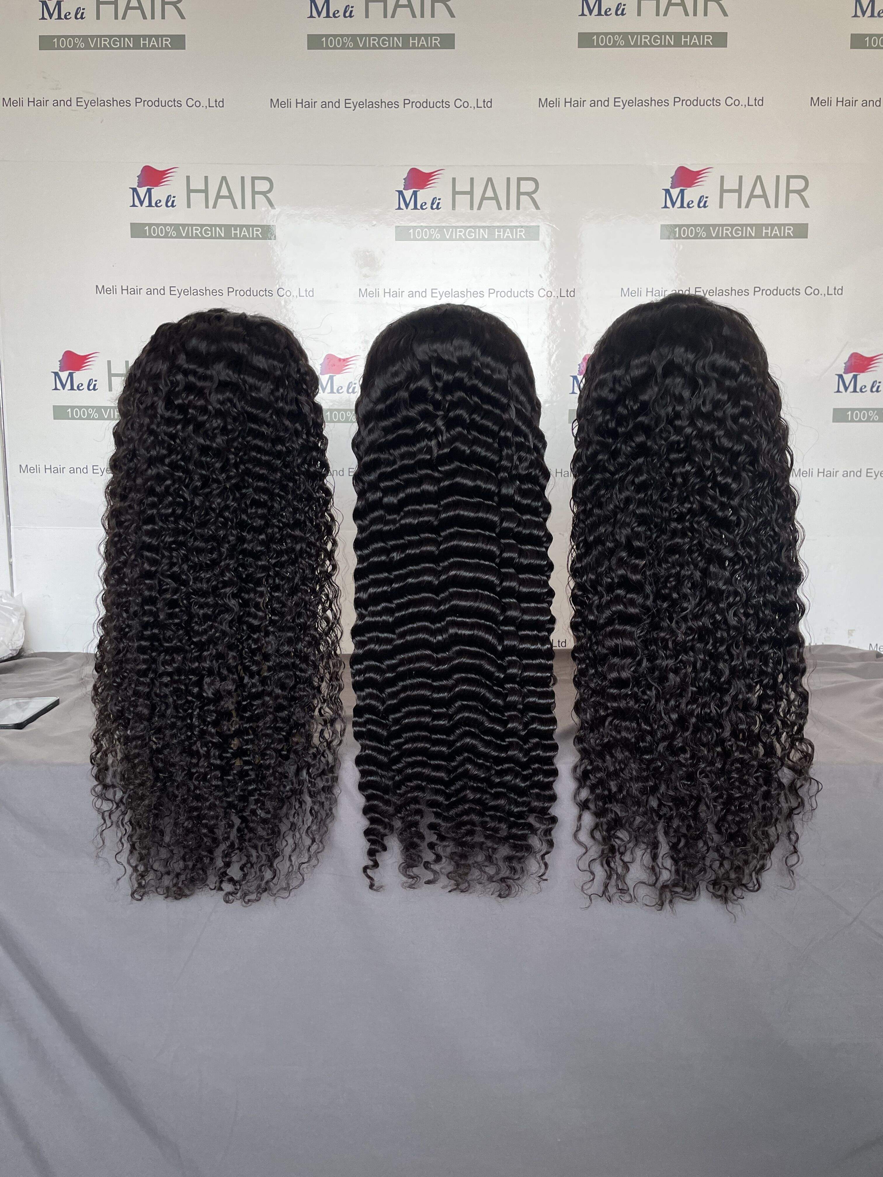 วิกผมลอนเต็มศีรษะ HD แบบลูกไม้