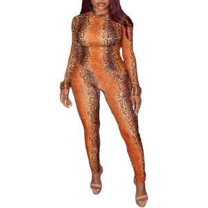 Mono ajustado de manga larga con estampado de serpiente para mujer, de poliéster y licra transparente, con efecto levanta glúteos, ideal para fiestas y discotecas, modelo 2026. - Product Image 5