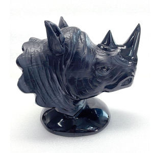 Scultura <span class=keywords><strong>di</strong></span> Rinoceronte in Pietra Nera Naturale Intagliata a Mano, Decorazione per <span class=keywords><strong>Giardino</strong></span> e Casa in Stile Animale, Artigianato Scolpito - Product Image 6