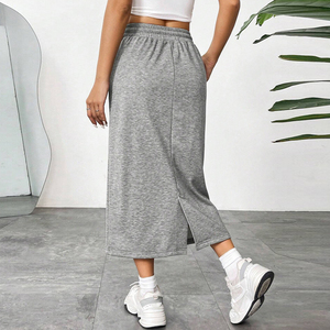 <span class=keywords><strong>Falda</strong></span> deportiva tipo sudadera, estilo europeo y americano, informal, de longitud media, entallada, <span class=keywords><strong>con</strong></span> abertura, para mujer. - Product Image 2