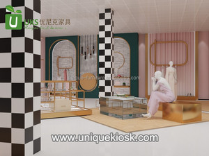 Joli <span class=keywords><strong>magasin</strong></span> <span class=keywords><strong>de</strong></span> vêtements design moderne au détail <span class=keywords><strong>magasin</strong></span> <span class=keywords><strong>de</strong></span> vêtements présentoir à chaussures étagère murale avec table <span class=keywords><strong>de</strong></span> présentation - Product Image 4