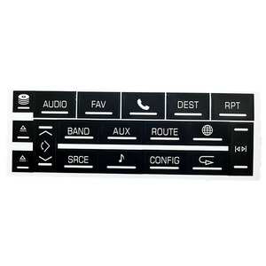 Autocollant de réparation de bouton rectangulaire réutilisable en PVC noir pour commandes audio multimédias Cadillac 2007-2014 - Product Image 4