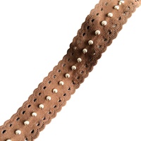 Rivets en microfibre perforée à ultrasons pour veste, garnitures géométriques ajourées pour chapeaux et vêtements, dentelle ethnique pour robes de danse
