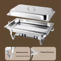 Ensemble de réchauds rectangulaires professionnels en acier inoxydable pour buffet, avec support pliable et chauffage à l'alcool