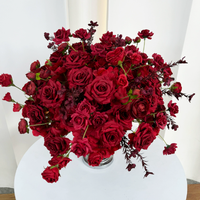 Boule de fleurs artificielles en soie rouge de haute qualité, personnalisable, 30cm-80cm, pour centre de table de mariage, décoration durable