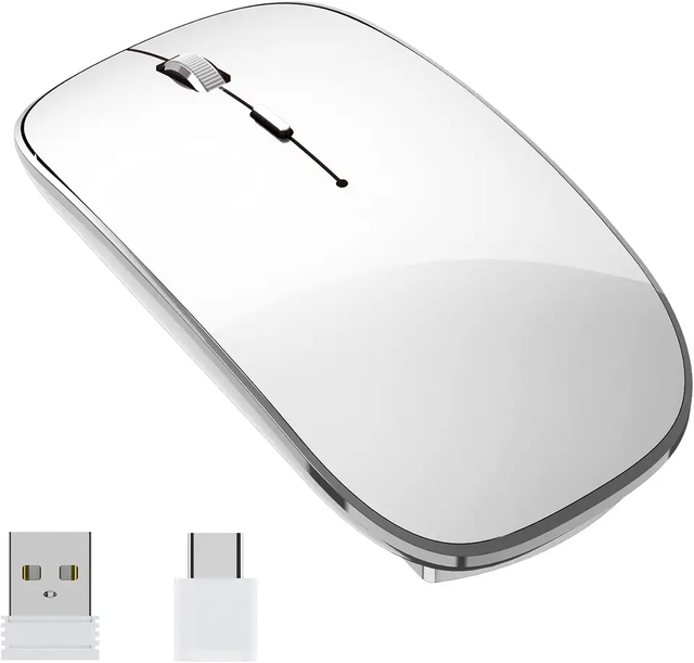 OEM Electroplated Dual Mode Type-C USB Receiver Ergonomic Wireless Mouse Rechargeable Silent PC Mice DPI 2.4G for MacBook Laptop