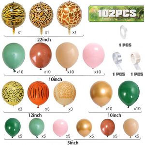 UNK vert Safari Animal thème fête de mariage enfants <span class=keywords><strong>anniversaire</strong></span> fournitures décorations imprimé léopard ballons arc ensemble - Product Image 3