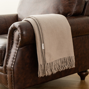 Luxury Pure 100% Mulberry <strong>Silk</strong> <strong>Throw</strong> 80%<strong>Silk</strong> 20%Cotton Natural Classical Super Soft 380GSM Taupe <strong>Silk</strong> Fleece Blanket with Fringe - Product Image 3