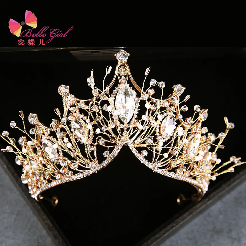 Belleworld Ins Hot Selling H1103 Vrouwen Bruiloft Haar Accessoires Party Haarband Kristal Kronen Tiara Bridal Crown Tiara 'S Bruiloft