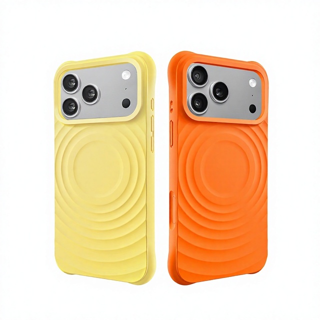 Ripple Textured Liquid Silicone Phone Case for iPhone 18 Pro Max Magnetic Mobile Phone Cover for iPhone 17 Pro 18 Pro