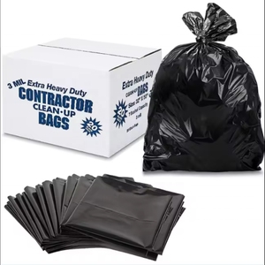 Eco Disposable PE Flat Garbage Bags Black 55 120 80 Gallon Trash Rubbish Packaging - Product Image 3