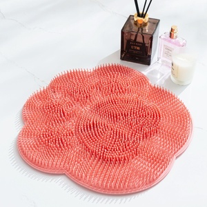 Tapis de bain mural en silicone <span class=keywords><strong>pour</strong></span> salle de bain, <span class=keywords><strong>coussin</strong></span> de massage avec ventouses, motif solide, gris foncé - Product Image 2