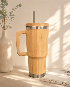 30oz Bamboo Tumbler with for Handle Custom Engraved Eco-Friendly Coffee <b>Mug</b> 6-12 Hours <b>Thermal</b> Insulation Skyjoy for Gifts - Product Image 1