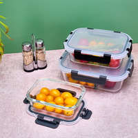 Lot de boîtes de conservation alimentaire en verre, carrées, rondes et rectangulaires, compatibles réfrigérateur et micro-ondes, pour cuisine domestique, vente en gros