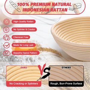 Kit de Iniciación para <span class=keywords><strong>Pan</strong></span> de Levadura Natural con Banneton Redondo y Ovalado, Cesta de Fermentación, Tarro de Iniciación y Herramientas para Hacer <span class=keywords><strong>Pan</strong></span> para Principiantes - Product Image 3