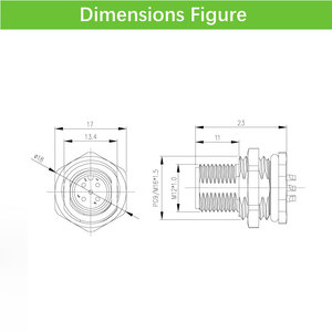 Conector de Plástico M12 de 4 Pines y 3 Pines, Conector Circular Moldeado Personalizado, Cable M8 Impermeable IP67 - Product Image 3
