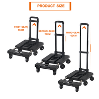 Chariot à plateforme pour bagages robuste de 150 kg avec poignée réglable, chariot à main pliable avec roue de réservoir de 3,2 pouces pour utilisation au bureau