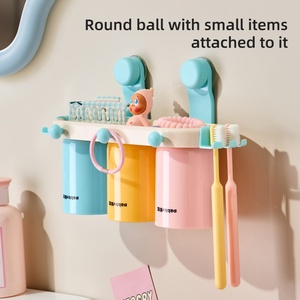 Support mural mignon pour brosses à dents et gobelets de bain de bouche à ventouse continue, gobelets de bain de bouche familiaux - Product Image 6