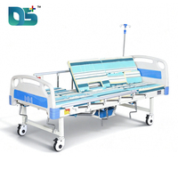 Cama de Hospital Manual Ajustable con Manivela de 4 Aspas, Cabecera/Pieera de ABS Soldada y 5 Barandas Plegables