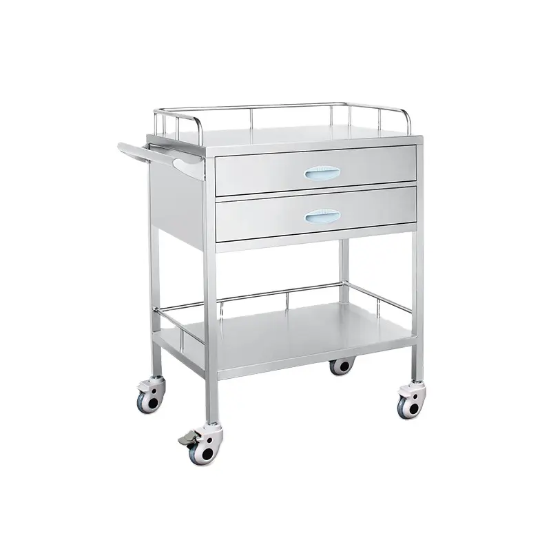 Hospital Clinic Surgical Cart Emergency Trolley Medicine Cart Drug Dispensing Vehicle Stainless Steel Medical Trolley