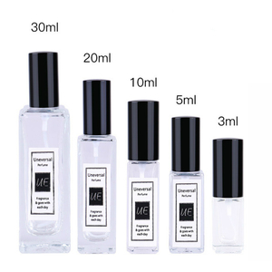 In Stock 5ml <b>10ml</b> 18ml Clear Square Spray Glass Perfume <b>Bottle</b> with Black Silver Gold Cap - Product Image 1