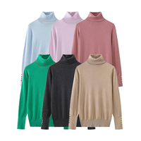 OEM Pull à col roulé à manches longues et coupe ajustée de haute qualité pour femmes Chandails à col roulé longs de couleur personnalisée pour femmes