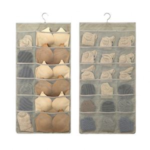 Double-Sided Wall-Mounted Wardrobe Organizer Hanging Storage <b>Bag</b> for Bras Socks Underwear Fabric Household Storage Solution - Product Image 5