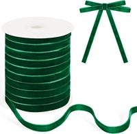Ruban en velours tissé 100 % nylon vert émeraude de haute qualité, 3/8 pouce, simple face, haute ténacité, écologique, marque OKAY, idéal pour les cadeaux