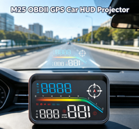 Projecteur de pare-brise universel pour voiture 2026 HUD M25 grand écran OBD2 GPS Plug & Play Compteur de vitesse Horloge Jauge de consommation de carburant