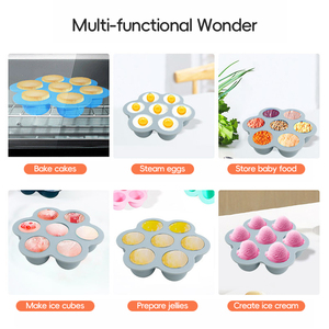 Boîte de conservation pour aliments pour bébés en silicone flexible à 7 trous, supports en forme de cône, sans BPA, sans phtalates, passe au lave-vaisselle, bac à cubes DIY, stockage de gelée - Product Image 4