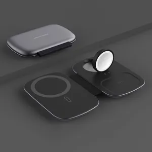 New Arrivals Foldable 3 In 1 Wireless Charger Trending Products 3 In 1 15W Fast Wireless Charging Pad For Iphone 15 Sam Sung