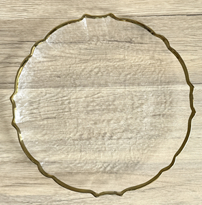 Assiette de rangement en verre de luxe de 13 pouces pour mariage assiette transparente avec bordure rose/or/noir/argent verrerie en gros - Product Image 4