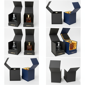 Boîtes à parfum personnalisées en carton <span class=keywords><strong>noir</strong></span> avec estampage à chaud doré et doublure en velours doré, emballage cosmétique de luxe pour marques haut de gamme - Product Image 3
