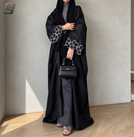 Abaya brodée sur mesure de Dubaï pour femmes, motif floral, robe longue modeste, vêtements musulmans islamiques, vente en gros OEM