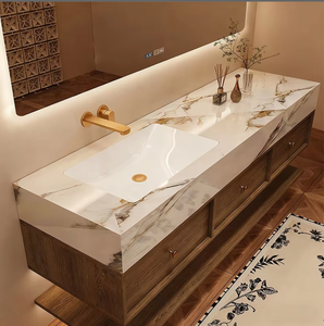 Conjunto de Muebles de Baño de Madera de Nogal Antiguo, Integrado y sin Juntas, con Lavabo y Grifo - Product Image 3