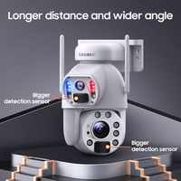Caméra solaire Sectec 3K 6MP 4G à double objectif, caméra CCTV extérieure PTZ, caméra dôme rapide, capteur de détection plus grand, double objectif, zoom 20X